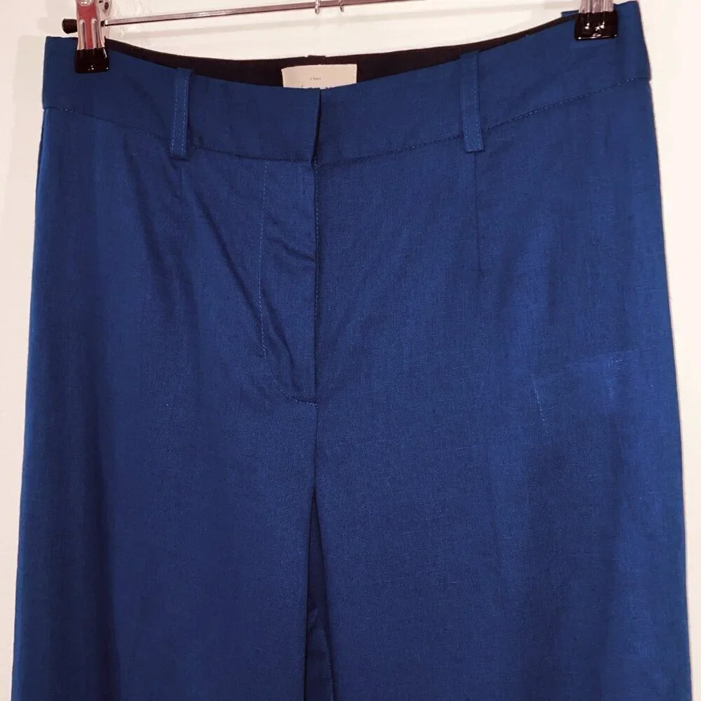 EUC Sezane Jude Linen Cotton Cropped Pant Indigo Blue 36, 4, S